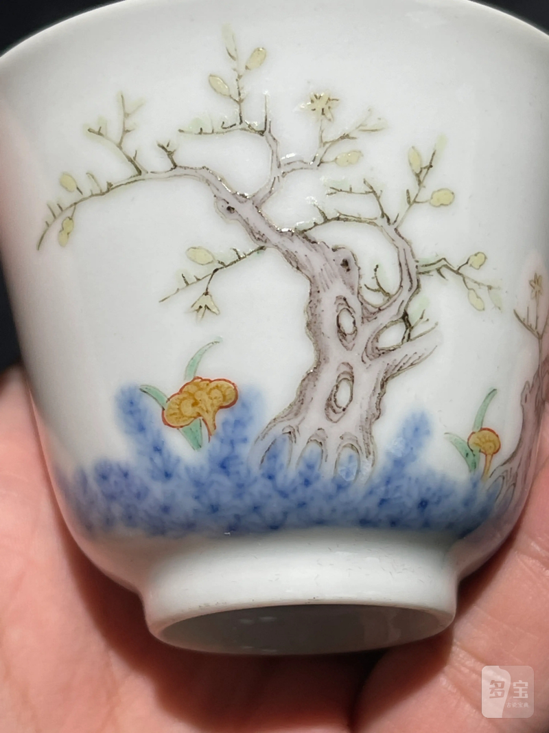 清光绪 仿康熙青花加彩花神杯 - 图5